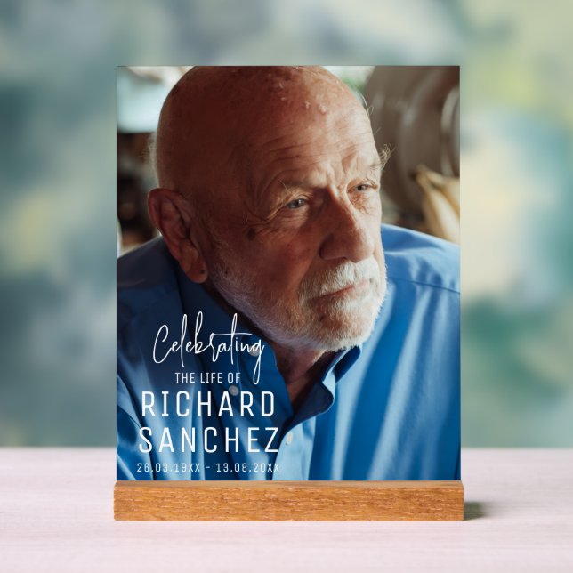 Panneau En Acrylique Modern Celebration Of Life Photo Funeral Memorial  (Neutre)