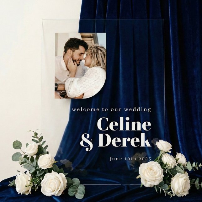 Panneau En Acrylique Modern Clear Wedding Photo Welcome Acrylic Sign (Créateur téléchargé)