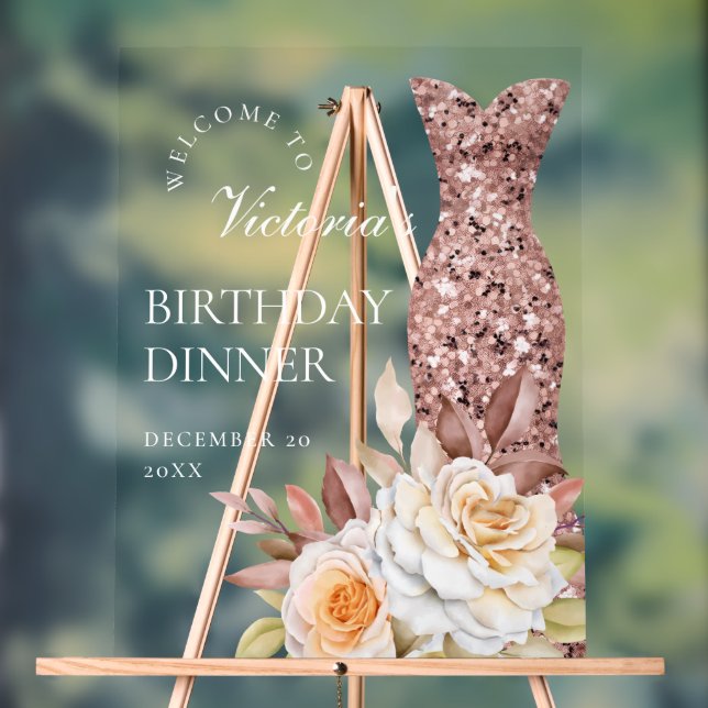 Panneau En Acrylique Modern Dusty Rose Fabulous 40th Birthday Women (Neutre)