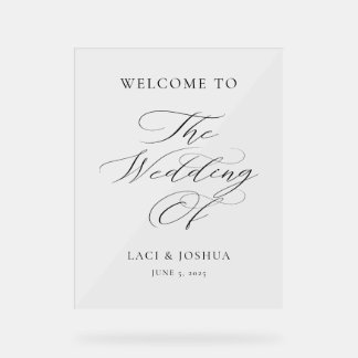 Panneau En Acrylique Modern Elegant Calligraphy Wedding Welcome Sign