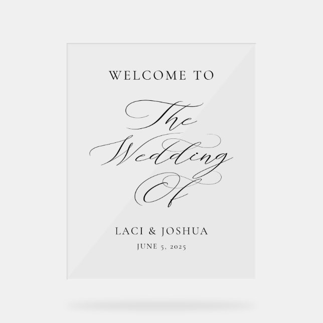 Panneau En Acrylique Modern Elegant Calligraphy Wedding Welcome Sign (Recto)