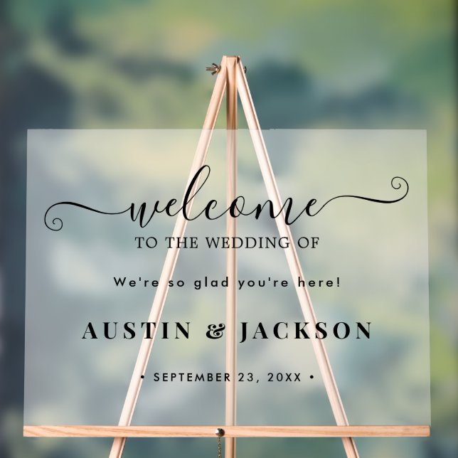 Panneau En Acrylique Modern Elegant Script Wedding Welcome  (Neutre)