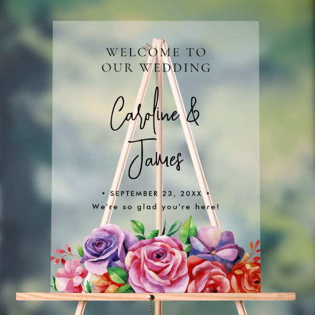 Panneau En Acrylique Modern Elegant Script Wedding Welcome  (Neutre)
