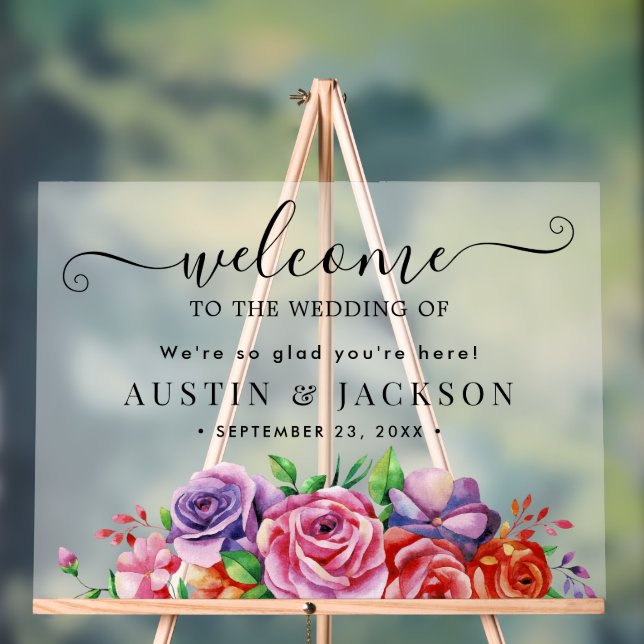 Panneau En Acrylique Modern Elegant Script Wedding Welcome  (Neutre)