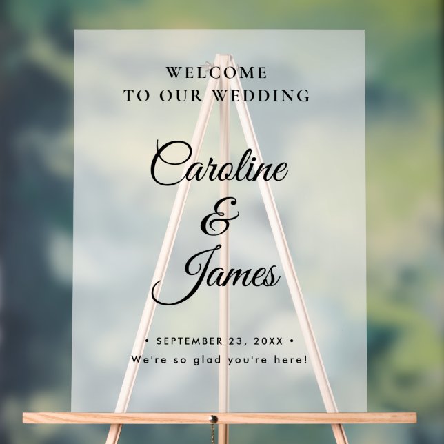 Panneau En Acrylique Modern Elegant Script Wedding Welcome  Acrylic Sig (Neutre)
