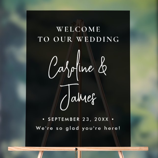 Panneau En Acrylique Modern Elegant Script Wedding Welcome  Acrylic Sig (Neutre)