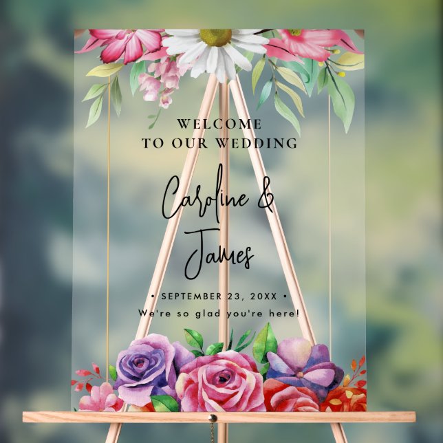 Panneau En Acrylique Modern Elegant Script Wedding Welcome  Acrylic Sig (Neutre)