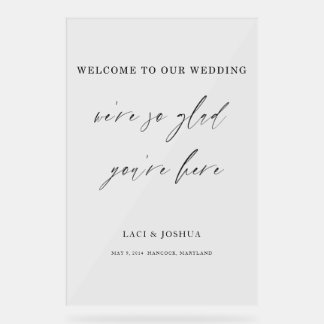 Panneau En Acrylique Modern Elegant Script Wedding Welcome Sign 