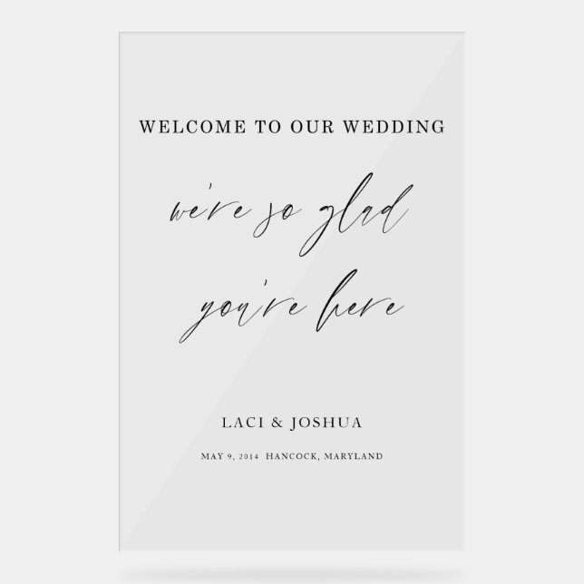 Panneau En Acrylique Modern Elegant Script Wedding Welcome Sign  (Recto)