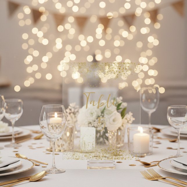 Panneau En Acrylique Modern Gold Glitter Acrylic Wedding Table Number (Créateur téléchargé)