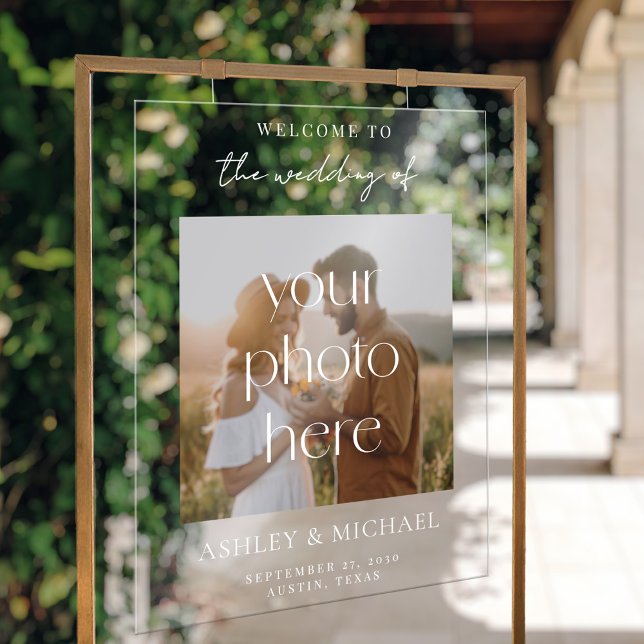 Panneau En Acrylique Modern Minimalist Acrylic Photo Wedding Sign (Modern Minimalist Acrylic Photo Wedding Sign)