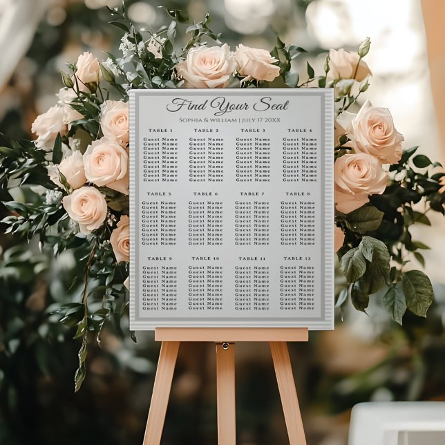 Panneau En Acrylique Modern Minimalist Gray Striped Wedding Seating Cha (Créateur téléchargé)