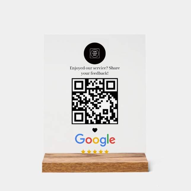 Panneau En Acrylique Modern Minimalist QR Review Display feedback (Recto)