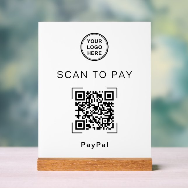 Panneau En Acrylique Modern QR Code Payment Sign For Countertop (Neutre)