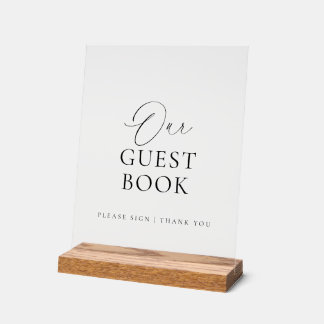 Panneau En Acrylique Modern Script Acrylic Wedding Guest Book Sign