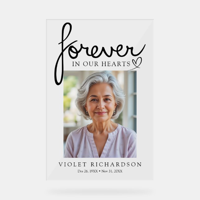 Panneau En Acrylique Modern Script Sympathy Photo Memorial (Recto)