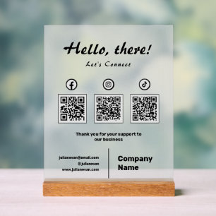Panneau En Acrylique Modern Social Media 3 QR Code Scan pour se connect