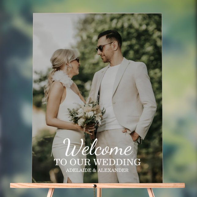 Panneau En Acrylique Modern Welcome Photo Wedding (Neutre)