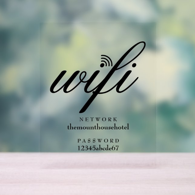 Panneau En Acrylique Modern Wifi Network and Password Sign (Neutre)