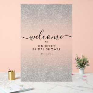 Panneau En Acrylique Moderne Bienvenue Fête de Mariage avec Faux Strass