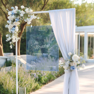 Panneau En Acrylique Moderne Bleu Transparent Mariage Bienvenue