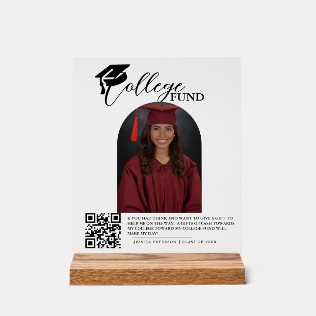 Panneau En Acrylique Moderne Lycée Graduation Fonds Colleg code QR (Recto)