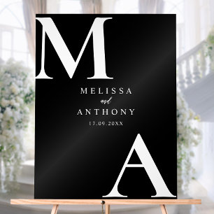 Panneau En Acrylique Moderne minimaliste Mariage noir et blanc