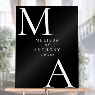 Panneau En Acrylique Moderne minimaliste Mariage noir et blanc