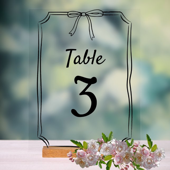 Panneau En Acrylique Moderne Simple Chic Bow Mariage Numéro de table (Créateur téléchargé)