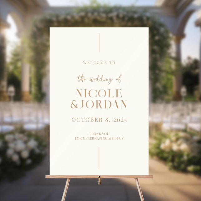 Panneau En Acrylique Moderne simple chic ivoire et Mariage tan accueil (Créateur téléchargé)