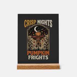 Panneau En Acrylique Moissons d'Halloween Épouvantails de citrouille