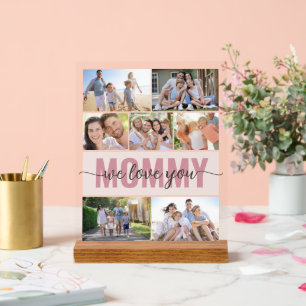 Panneau En Acrylique Mommy We Love You Photo Collage Pink 7 Photos