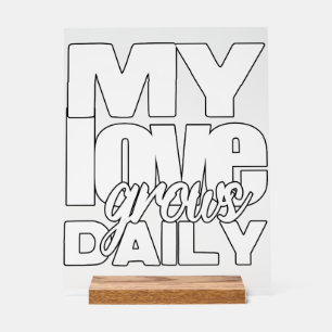 Panneau En Acrylique Mon amour grandit tous les jours