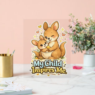 Panneau En Acrylique Mon enfant m'inspire – Kangourou parent fier