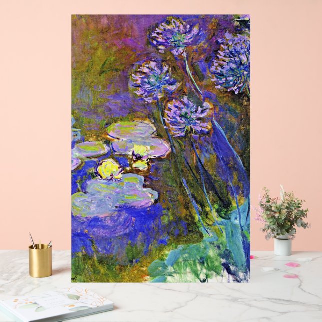 Panneau En Acrylique Monet - Lys d'eau et Agapanthus (Mariage)