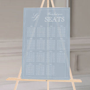 Panneau En Acrylique Monogramme bleu foncé moderne Mariage de script Si