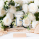 Panneau En Acrylique Monogramme bleu foncé moderne Numéro de Mariage<br><div class="desc">Ajoutez une touche de sophistication moderne à votre décor mariage avec le Mariage moderne Dusty Blue Monogram Numéro de table Acrylique Signe. Doté d'une typographie épurée et d'un monogramme minimaliste, ce panneau ajoute de l'élégance tout en guidant les invités sur leurs tables avec facilité. Le design acrylique transparent vient compléter...</div>