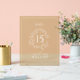 Panneau En Acrylique Monogramme de cime dorée Mariage Numéro de tableau