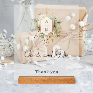 Panneau En Acrylique Monogramme floral de Noël tout simplement élégant