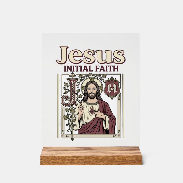 Panneau En Acrylique Monogramme initial de Jésus Foi Monogramme initial (Recto)