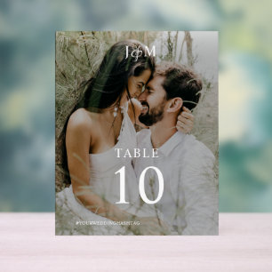 Panneau En Acrylique Monogramme moderne élégant Mariage Numéro de table