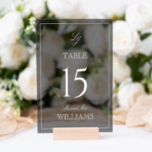 Panneau En Acrylique Monogramme moderne Mariage noir et blanc Numéro de