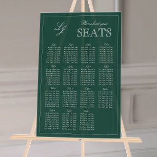 Panneau En Acrylique Monogramme vert Emerald moderne Mariage siège