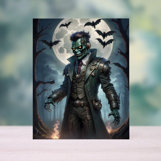 Panneau En Acrylique Monstre de Frankenstein Steampunk Halloween (Neutre)
