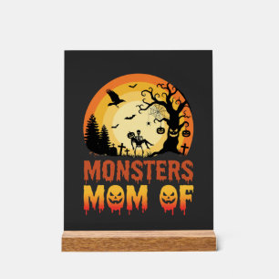 Panneau En Acrylique Monstres d'Halloween Maman de la famille squelette