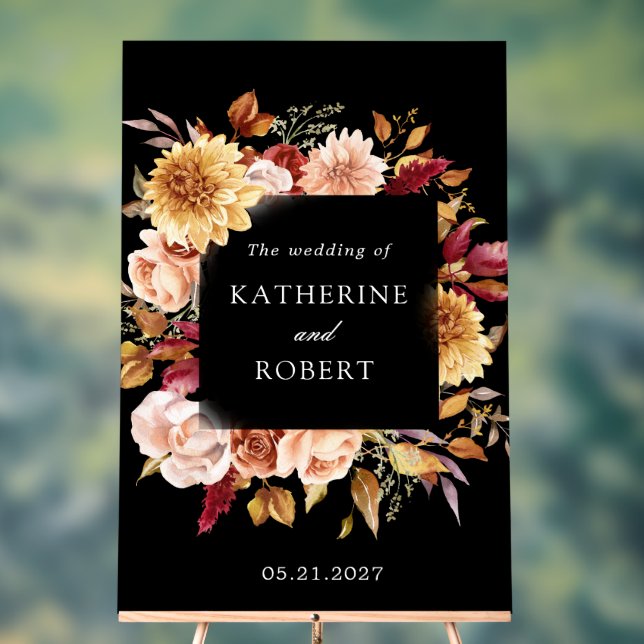 Panneau En Acrylique Moody Automne Floral Élégant (Neutre)