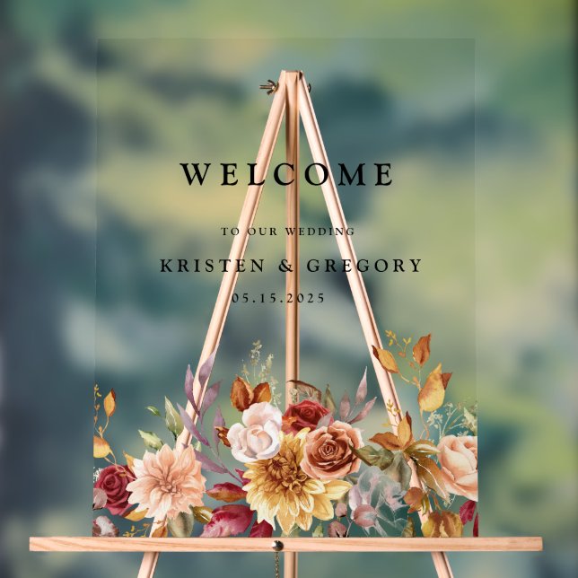 Panneau En Acrylique Moody Automne Mariage élégant (Neutre)