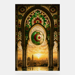 Panneau En Acrylique Mosquée Ornée d'Algérie au Coucher du Soleil