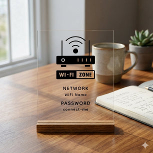 Panneau En Acrylique Mot de passe minimaliste de zone Wifi simple