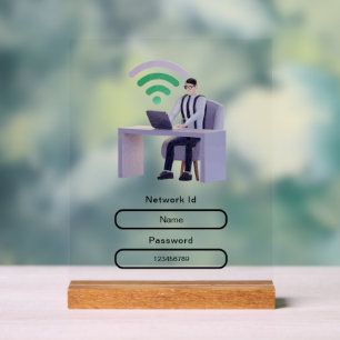 Panneau En Acrylique Mot de passe réseau Wifi personnalisé simple et él